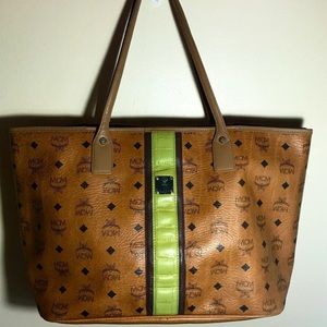 MCM Cognac Logo Tote Bag (Large Size)